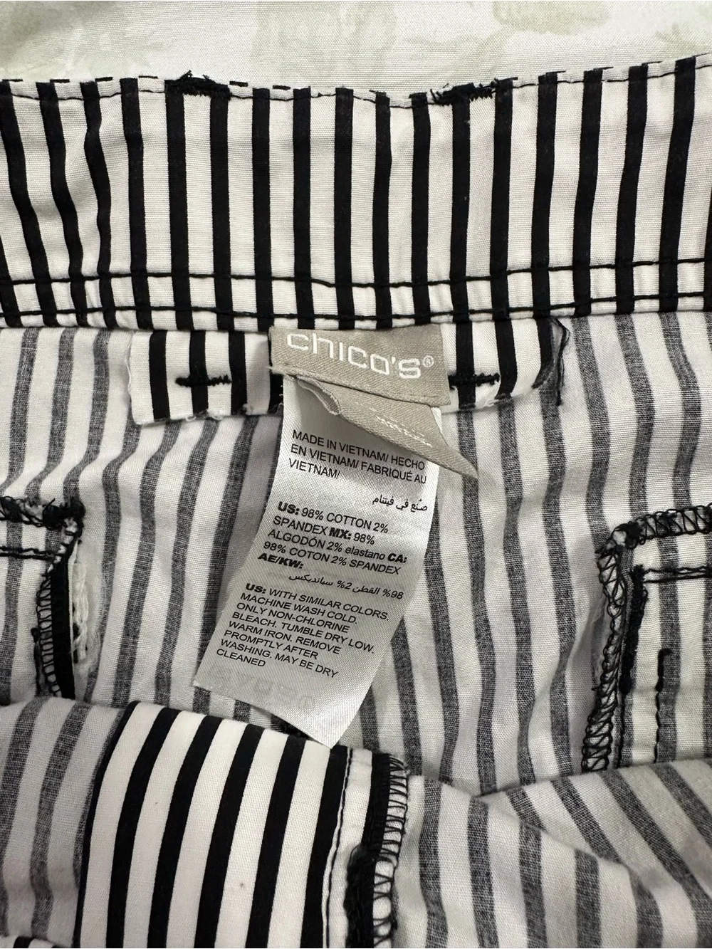 Chico’s Black & White Vertical Stripe Pants - Picture 6 of 6